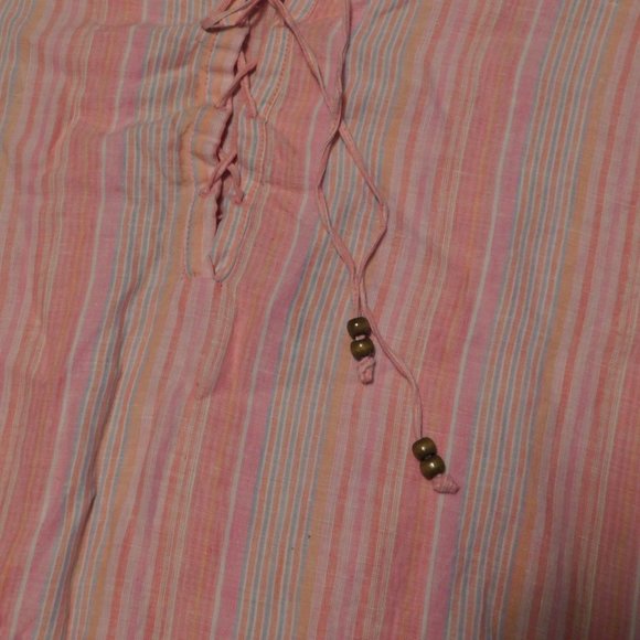 JCPENNY 100% Linen Pink Stripe Tunic L VINTAGE - Picture 4 of 7